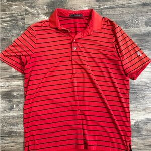 Ralph Lauren Red and Black Striped Polo Shirt
